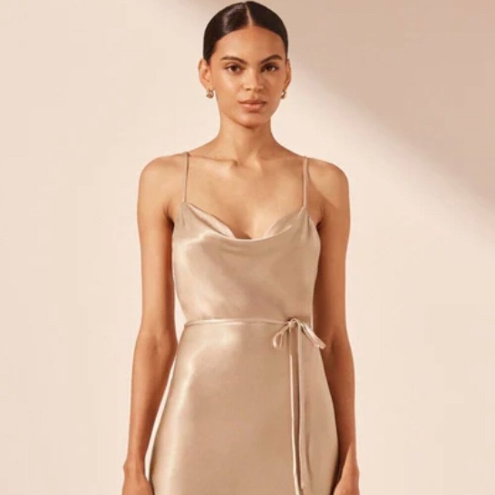 Shona Joy-Midi Dress, Gold, Size 6